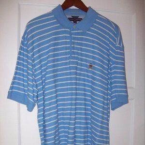 Tommy Hilfiger Men's XL Polo Blue with White Stripes Short Sleeve